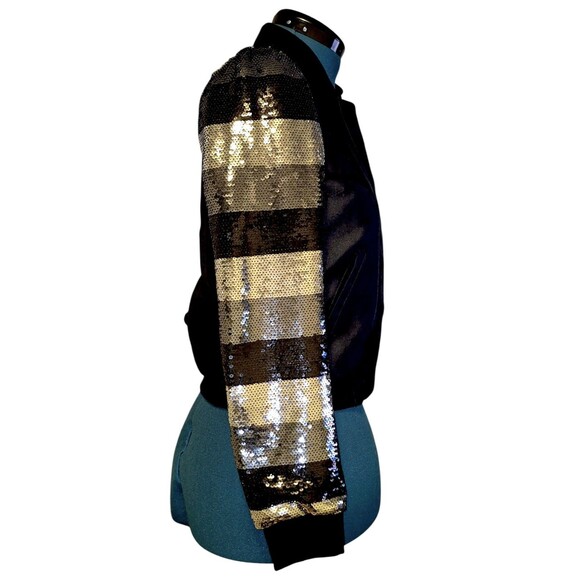 Sachin and Babi Sequins Sleeves Bomber Jacket NYE Party Glam Squad Size Small - Picture 5 of 7